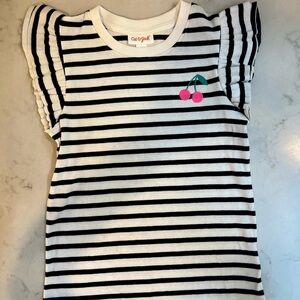 Cat & Jack Black and White Striped Short Sleeve Tee